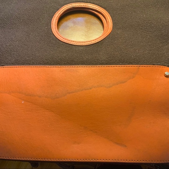 KATE SPADE Vintage Brown Wool Orange Leather Tote - Picture 5 of 6